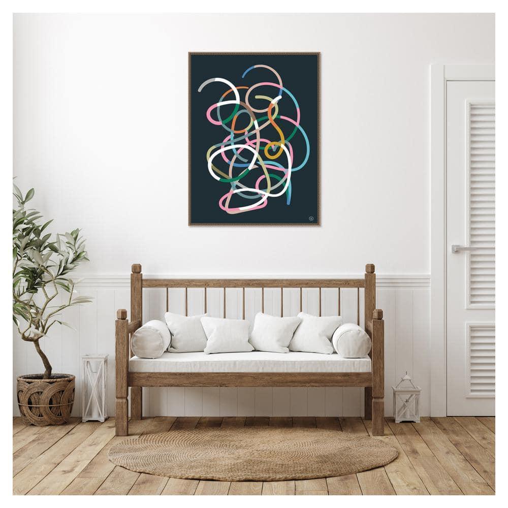 Amanti Art 32"x42" Color Lines by Dan Hobday Framed Canvas Wall Art Print: Modern Abstract Lithograph, Bronze Frame