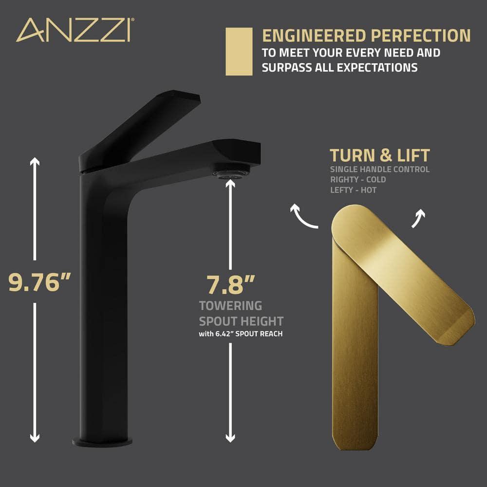 ANZZI Single-Hole Single-handle Bathroom Faucet with Drain Assembly L-AZ901MB-BG