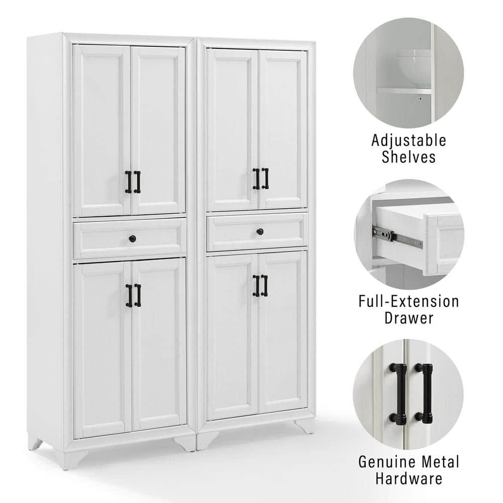 Crosley Furniture Tara 2-Piece Pantry Storage Cabinet Set with Shelves, Kitchen, Dining, or Laundry Room