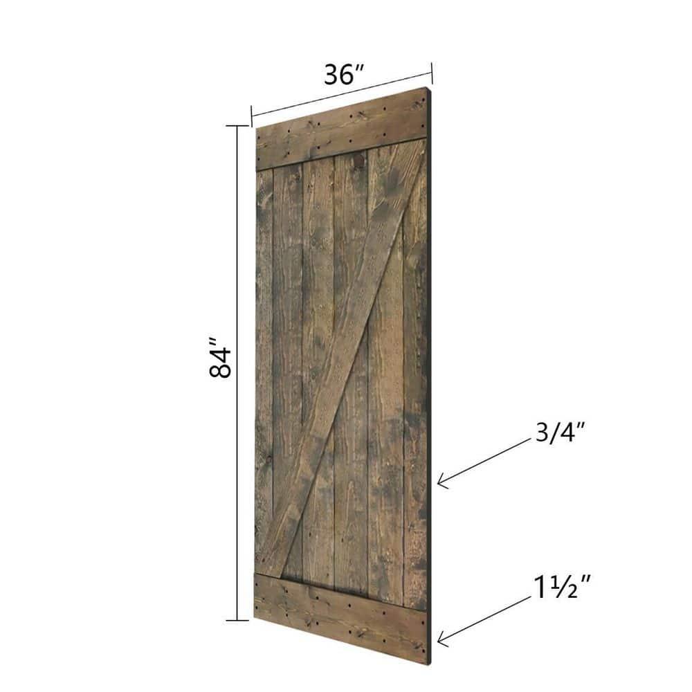 IsLife 36'' x 84'' Solid Wood Paneled Painted without Installation Hardware Kit Barn Door