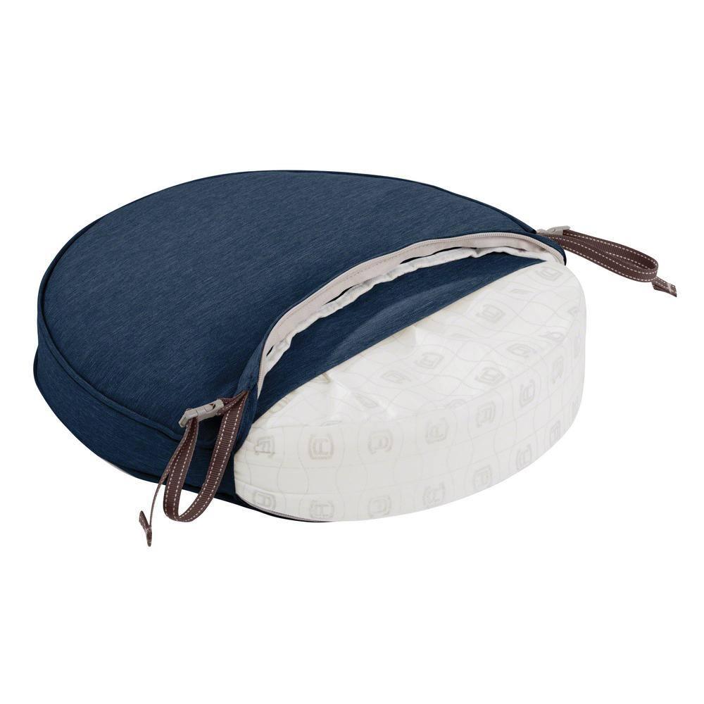 Classic Accessories Montlake Fade Safe Heather Indigo Round Outdoor Seat Cushion