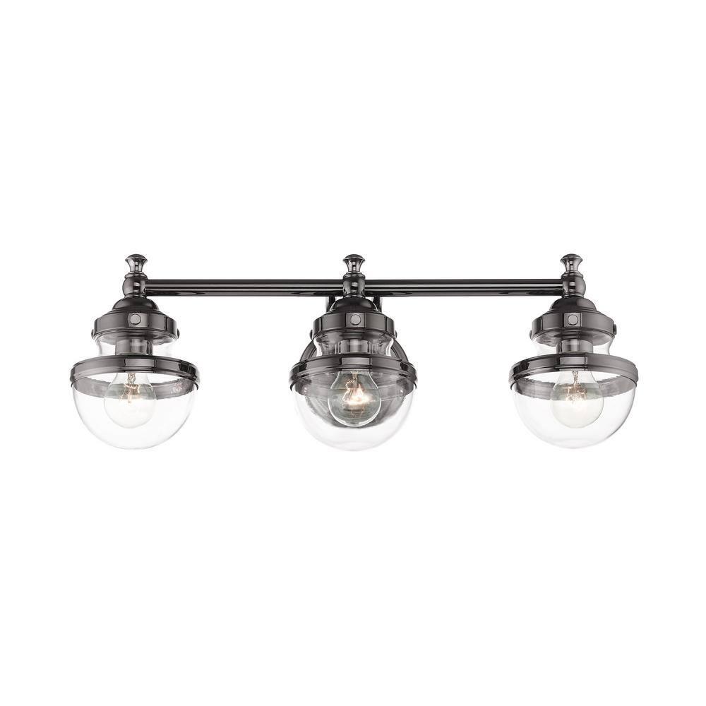 Livex Lighting Oldwick 3 - Light Vanity in  Polished Black Chrome