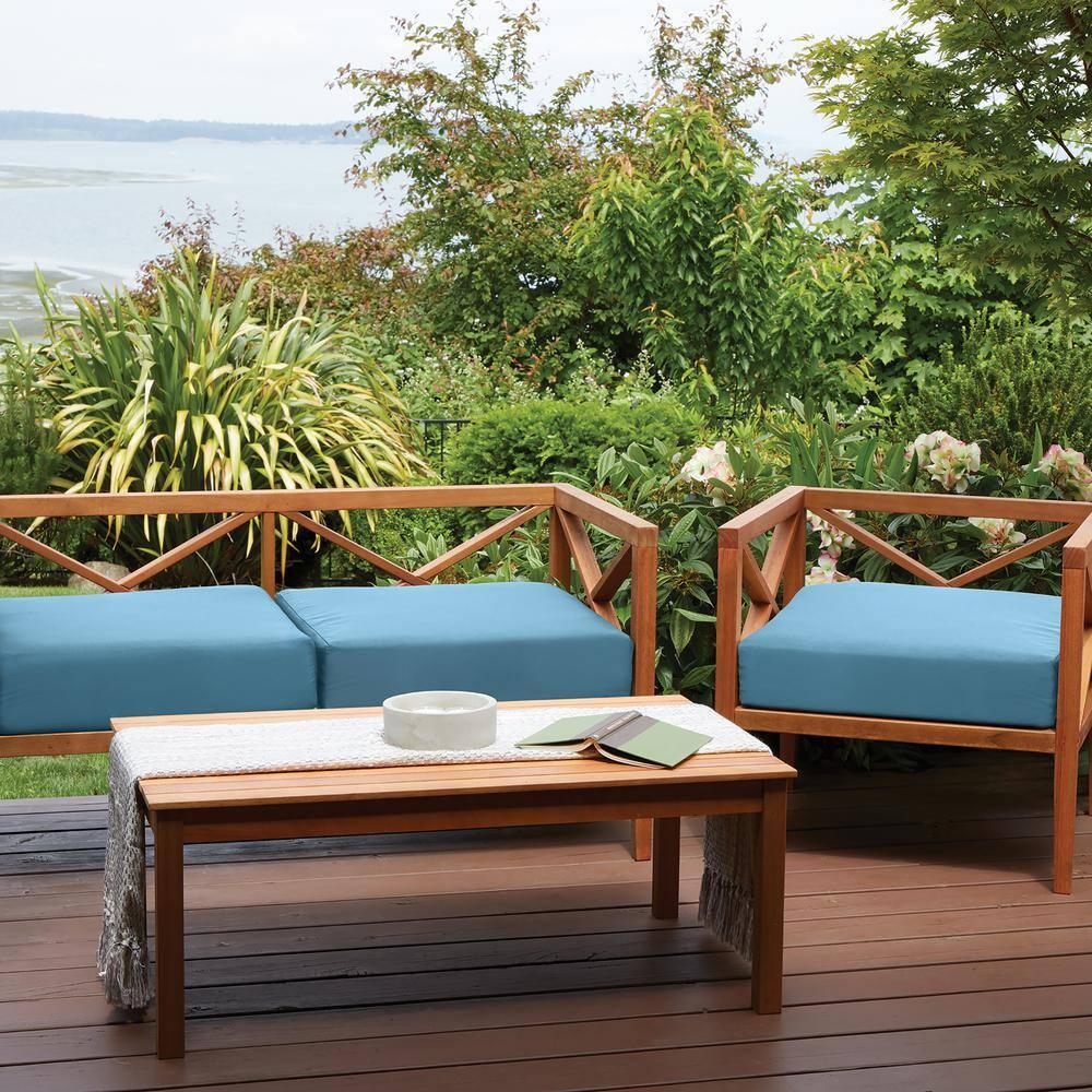 19" x 19" x 3" Ravenna Water-Resistant Patio Seat Cushion Empire Blue - Classic Accessories: Removable Polyester Cover, Zippered