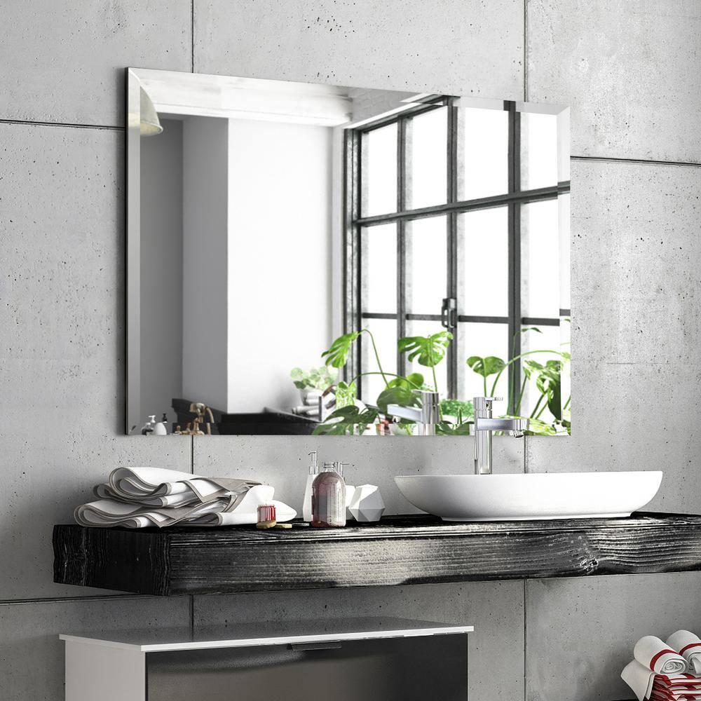 Empire Art Direct  30 x 40 in. Frameless Rectangular Wall Mirror with Beveled Prism Mirror Panels - 1 in. Beveled Edge