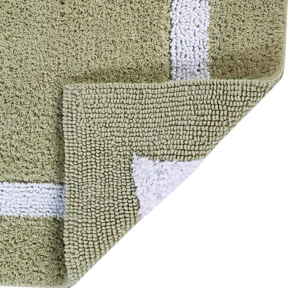 Better Trends Hotel Multi 100% Cotton Tufted Two Tone Reversible Bath Rug 20" x 60" Runner - Sage/White