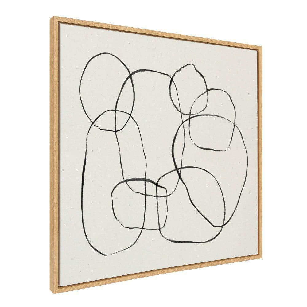 Kate and Laurel Sylvie Dancing Circles Framed Canvas by Teju Reval of SnazzyHues, 30x30, Natural
