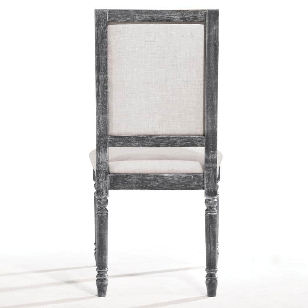 Acme Linen Dining Side Chair with Turned Legs Set of 2 Gray- Saltoro Sherpi Indoor Dining Chairs