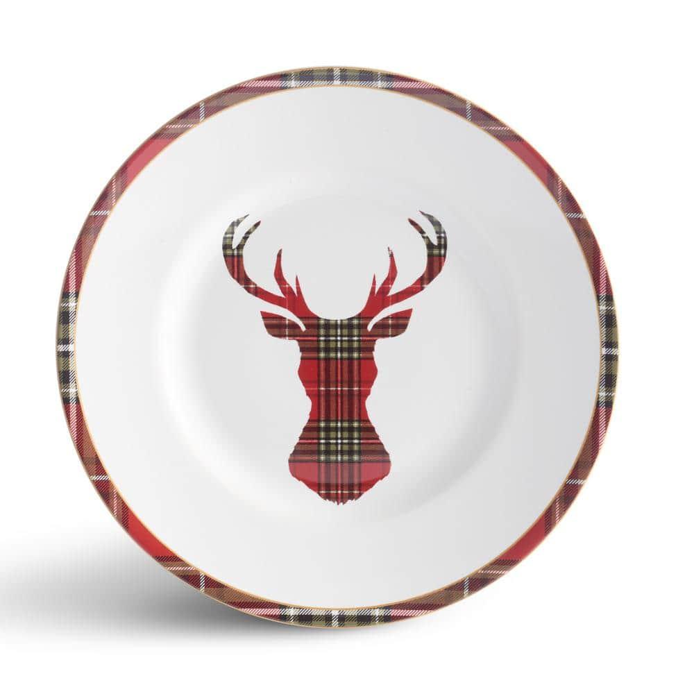 222 Fifth 222 Fifth 12-Piece Wexford Red Porcelain Dinnerware Set - Service For 4, Plate & Bowl Set