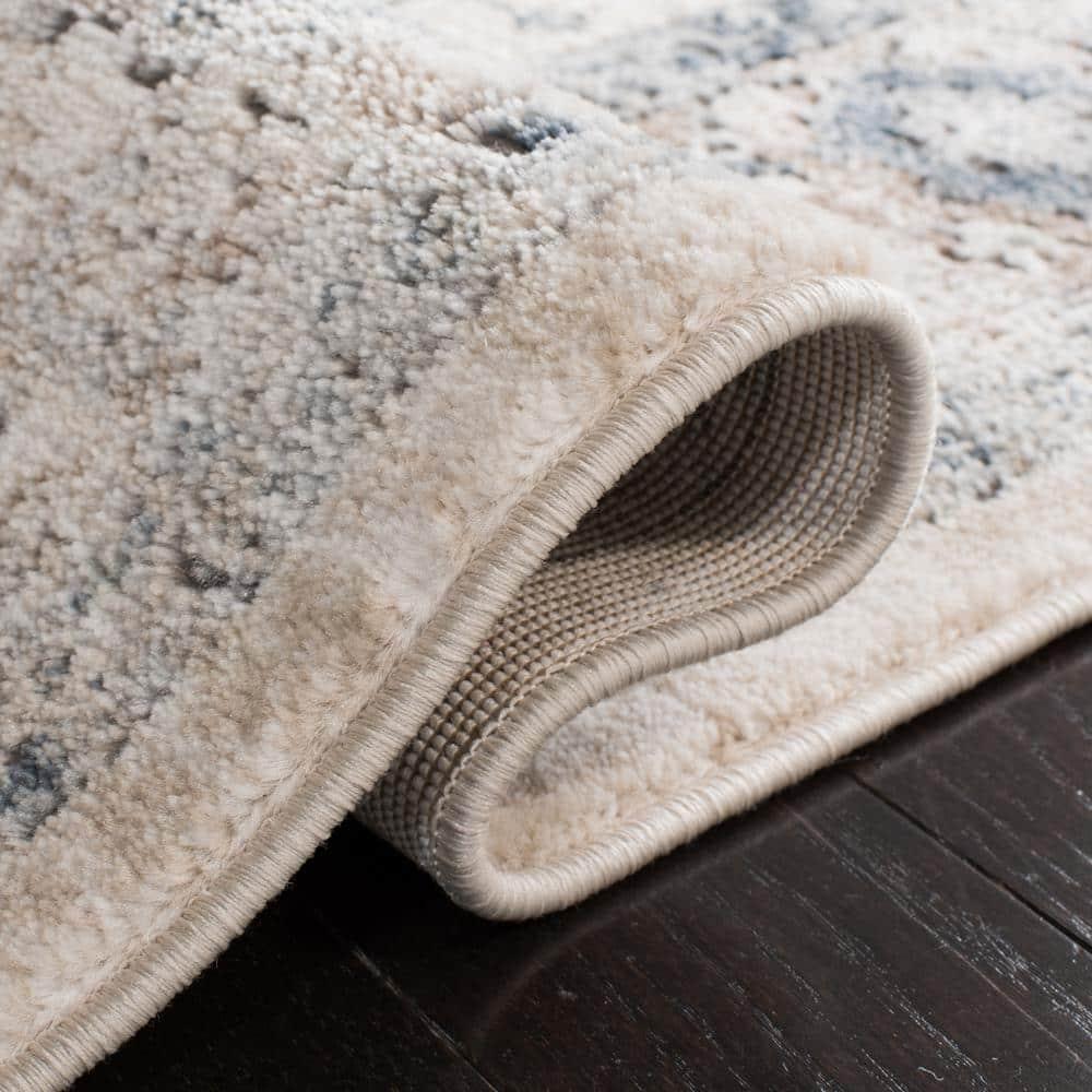 SAFAVIEH Oregon Augustine Floral Bordered Runner Rug, Ivory/Blue, 2'2" x 10'