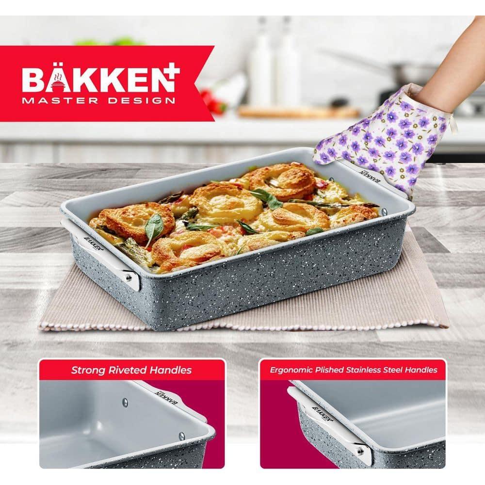 Bakken Swiss 8-Piece Stackable Bakeware Set - Ceramic Non-Stick Coating - MARBLE