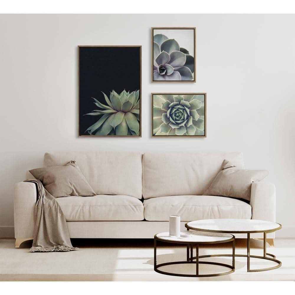 (Set of 3) 23" x 33" Sylvie Succulent Framed Canvas Set Gold - Kate & Laurel All Things Decor: Tranquil Botanical Art