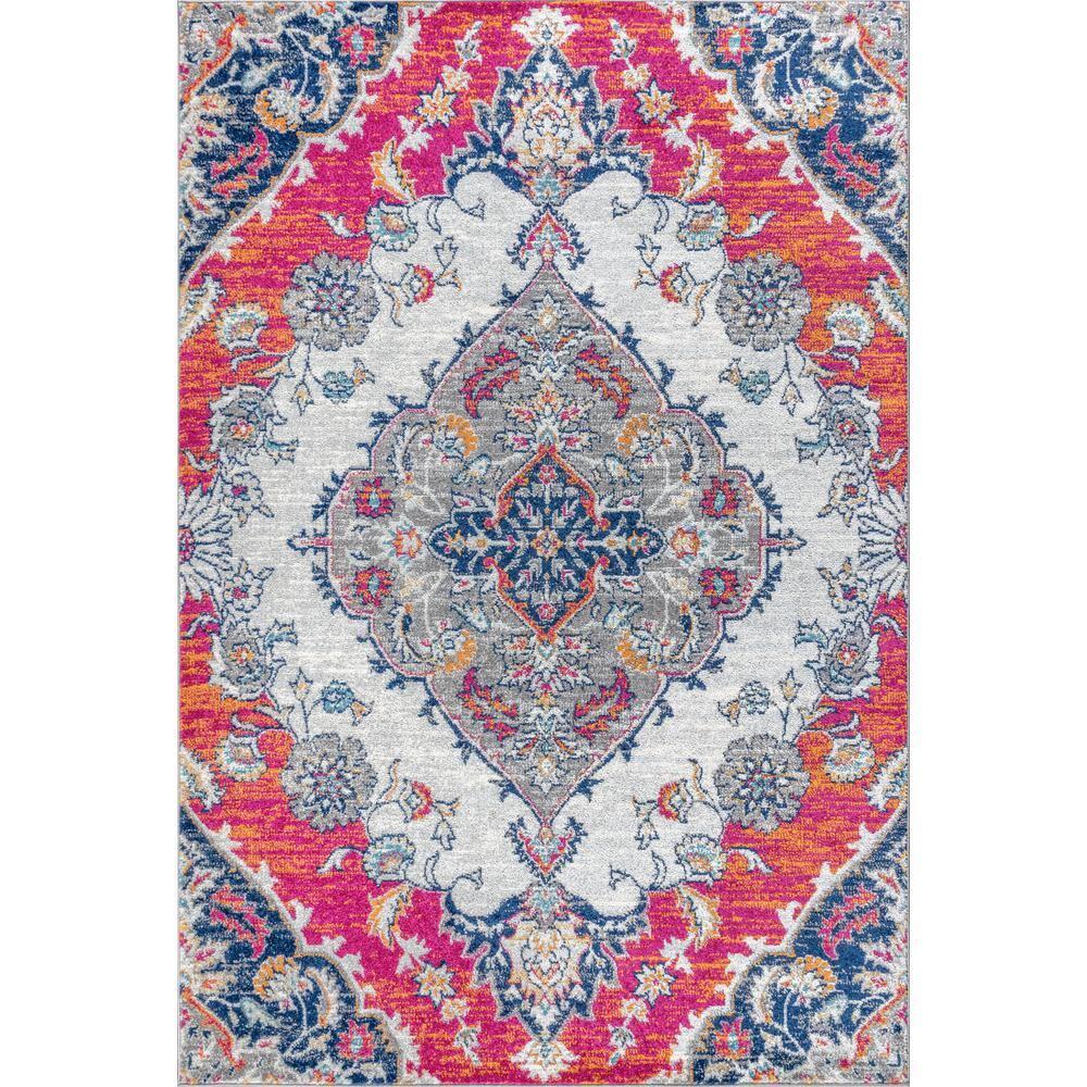 JONATHAN Y Bohemian FLAIR Boho Vintage Medallion Blue/Multi 4 ft. x 6 ft. Area Rug