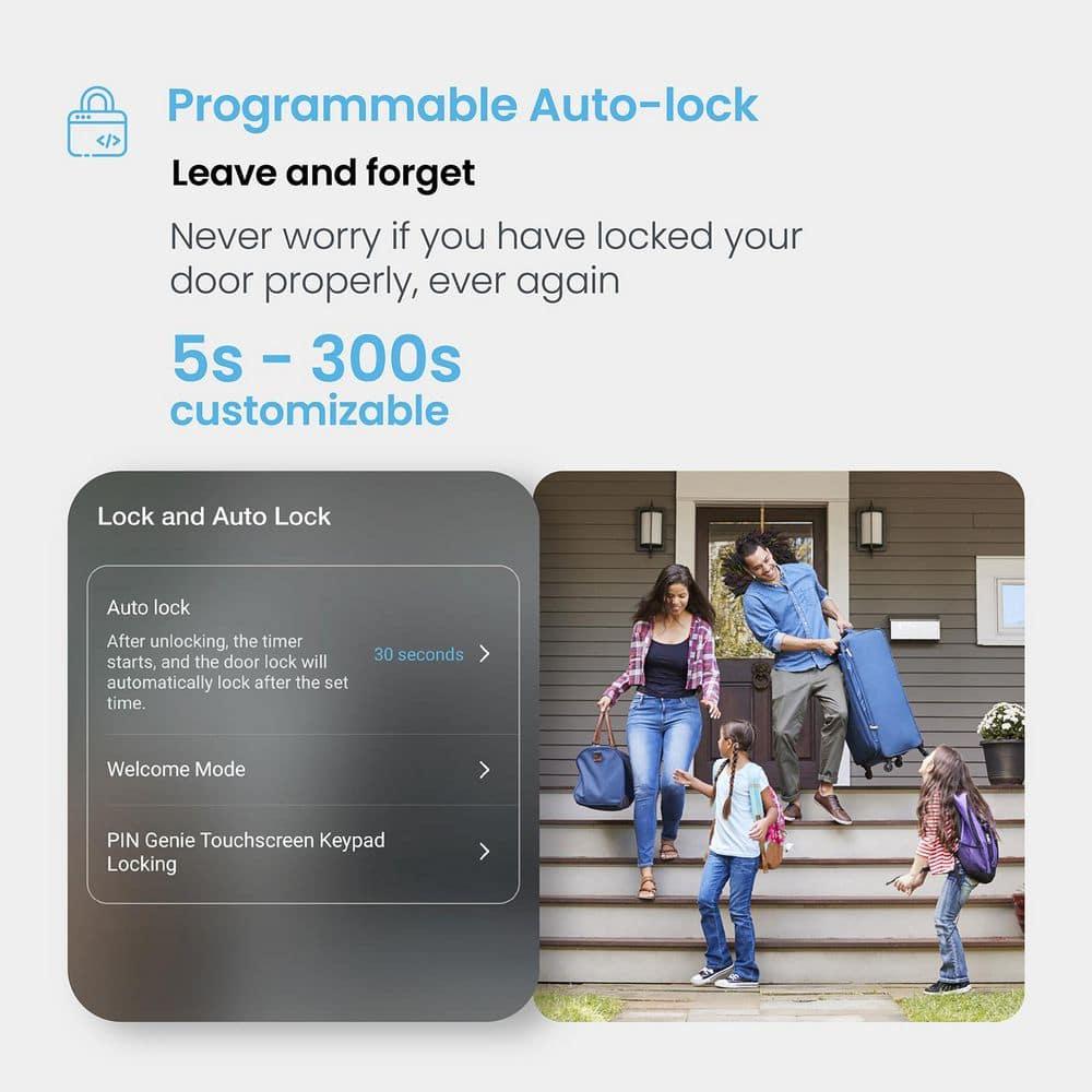 Lockly Secure Plus Bluetooth Smart Door Lock, Keyless Entry with PIN Genie® Digital Keypad, 3D Biometric Fingerprint Sensor Front Door Lock with Handle, Voice Control & Auto Lock - Latch Edition