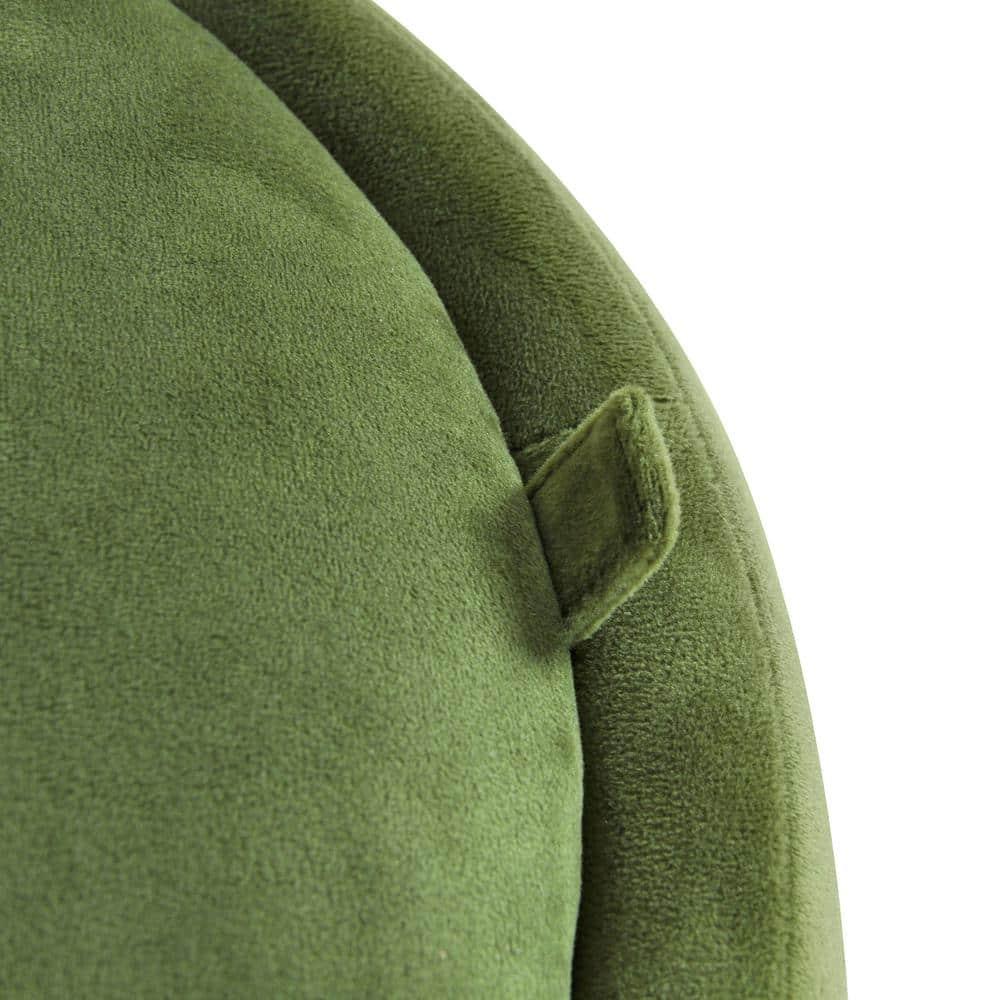 Storage Round Ottoman Green Velvet - HomePop: Upholstered Footstool, No Assembly, Polyester