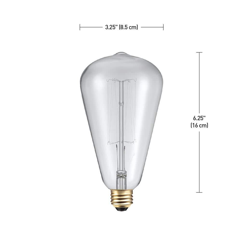 Globe Electric 60W Vintage Edison S-Type Clear Glass Dimmable Incandescent Light Bulb, 83008