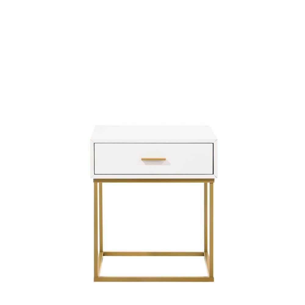 LuXeo LuXeo Catalina One Drawer Nightstand with Mustard Gold Legs
