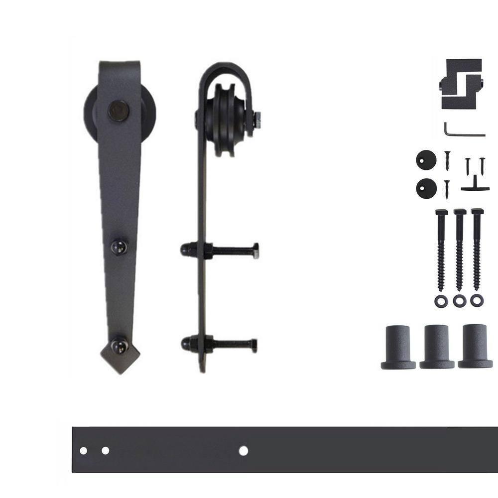 Homacer Black Rustic Arrow Design Non-Bypass Single Track One Door Hardware Kit( Door Not Included)