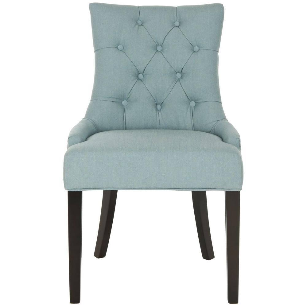 Abby 19''H Tufted Side Chairs (Set Of 2)  Silver Nail Heads - Sky Blue - Safavieh