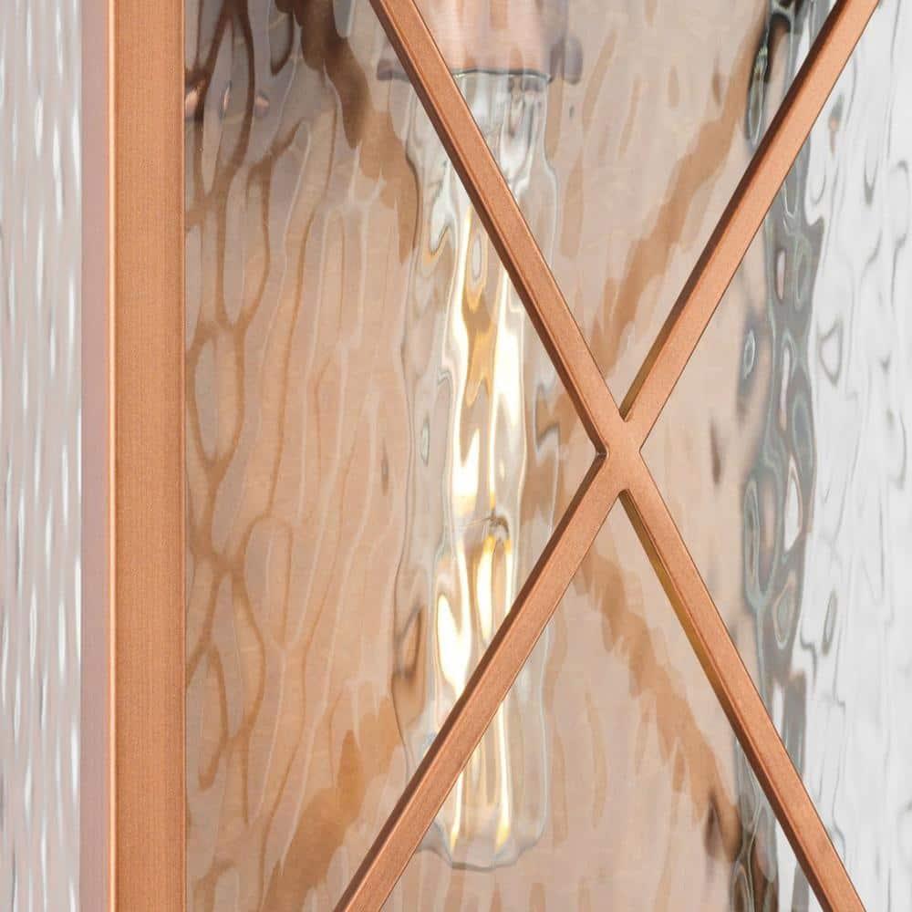 Wakeford Collection One-Light Antique Copper and Clear Water Glass Transitional Style Small Outdoor Wall Lantern