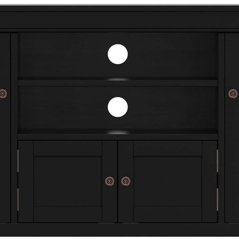 Simpli Home Carlton 54"W Solid Wood TV Stand for TVs up to 60" with 4 Cabinets