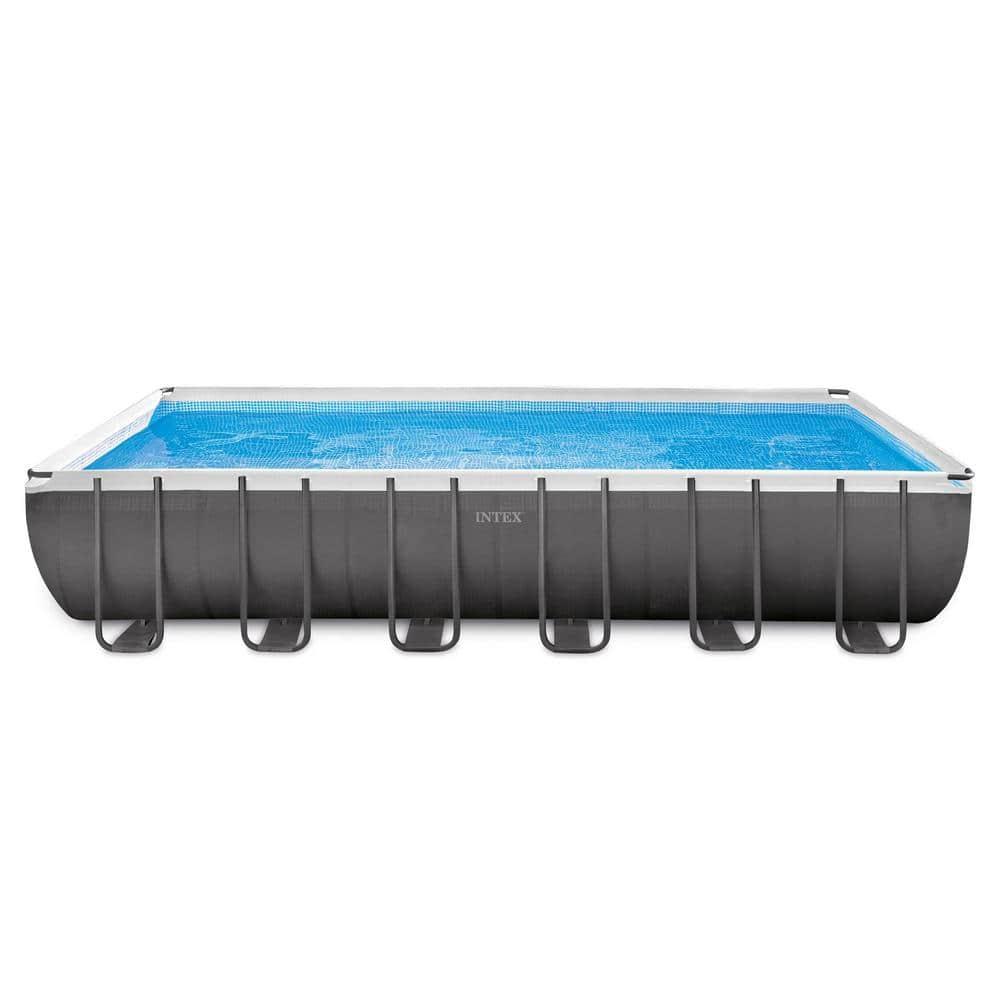 Intex 26363EH Ultra XTR 24ft x 12ft x 52in Outdoor Above Ground Rectangular Swimming Pool Set with 2 Lounge Pool Recliner Floats & 72 Can Cooler Float