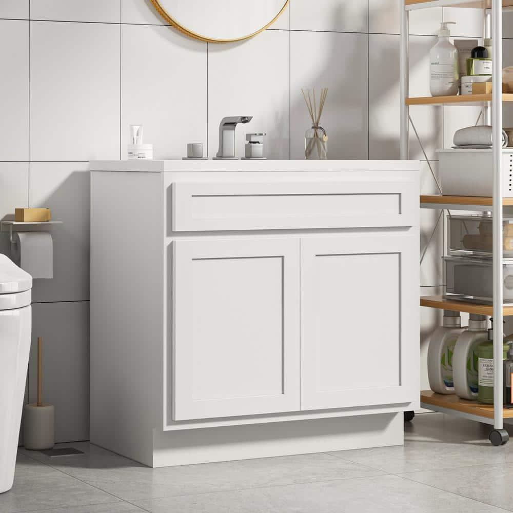 Vanity Art  Vanity Cabinet with Knockdown, White - 39 x 21 x 32.5 in.