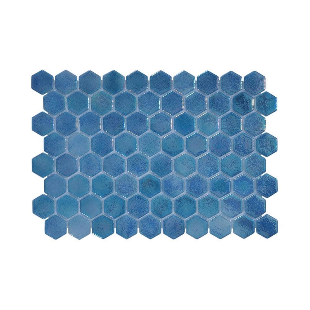Glass Tile Love White Hot Love 11 in. X 16.325 in. Hexagonal Glass Mosaic Tile (10.76 sq. ft./case) 1010157110, Ideal for Kitchen Tile, Backsplash Tile, Bathroom Tile, and Pool Tile