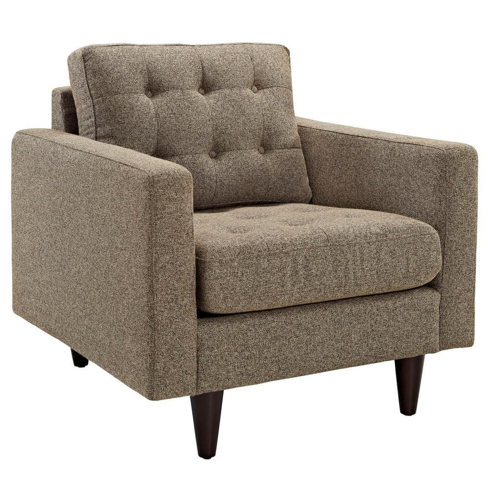 Modway Empress Upholstered Fabric Armchair in Oatmeal