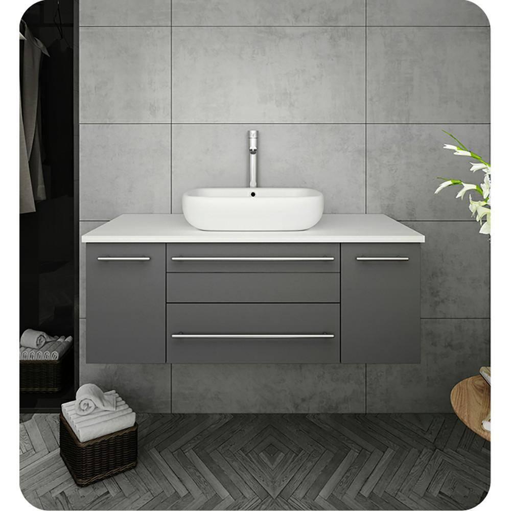 Fresca Lucera 42" Wall Mount Single Vessel Sink Bathroom Vanity Base Only (Top & Sink Not Included)