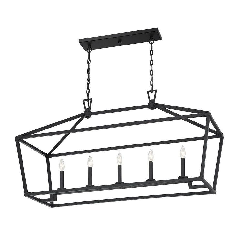 Savoy House 1-324-5-89 Townsend 5 Light Linear Chandelier in a Matte Black Finish (44" W x 23.5" H)