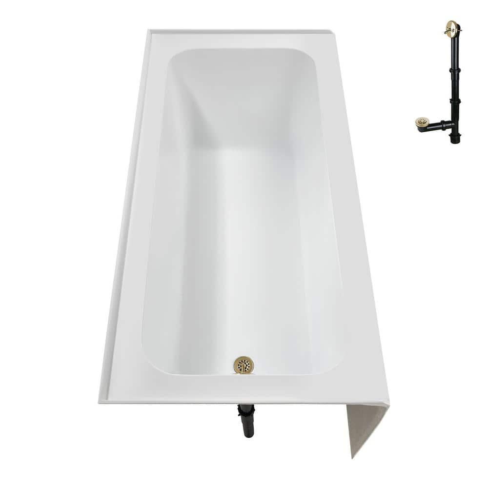 Streamline Bath Streamline 60 in. x 30 in. Acrylic Left-Hand Drain Alcove Bathtub in Glossy White With External Drain NAL-5640-PBR