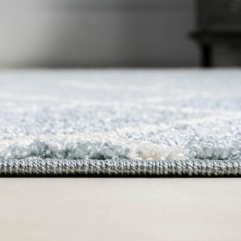 5'x8' Tumbling Blocks Modern Geometric Area Rug, Light Blue/White - JONATHAN Y