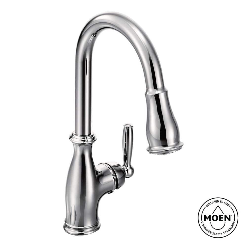 Brantford Pull Out Single Handle Kitchen Faucet with PowerBoost and Reflex