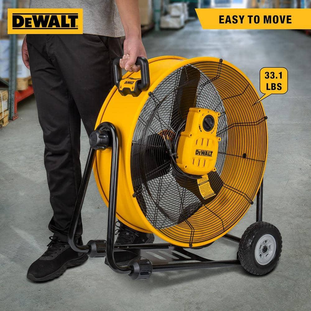 DEWALT DXF-2490 Rolling 24 inch Heavy-Duty Drum Fan, 12 ft Cord 6,500 CFM