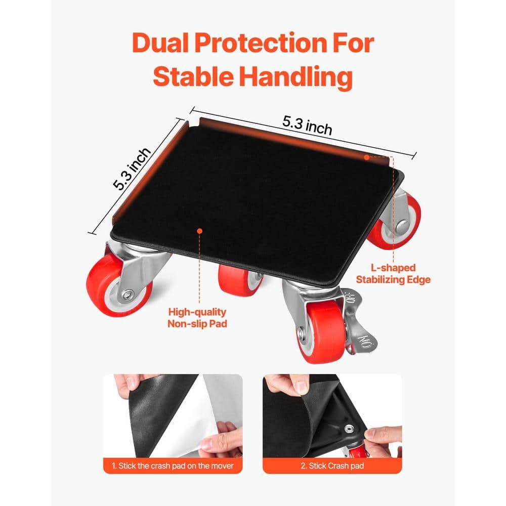 VEVOR Furniture Dolly, Maximum Load 1200 lbs, Heavy Duty Furniture Movers with 5 360° Rotation Wheels, Carbon Steel Panel, Furniture Lift Slider Tool Set for Appliances, Sofa, Fridge, Washing Machine