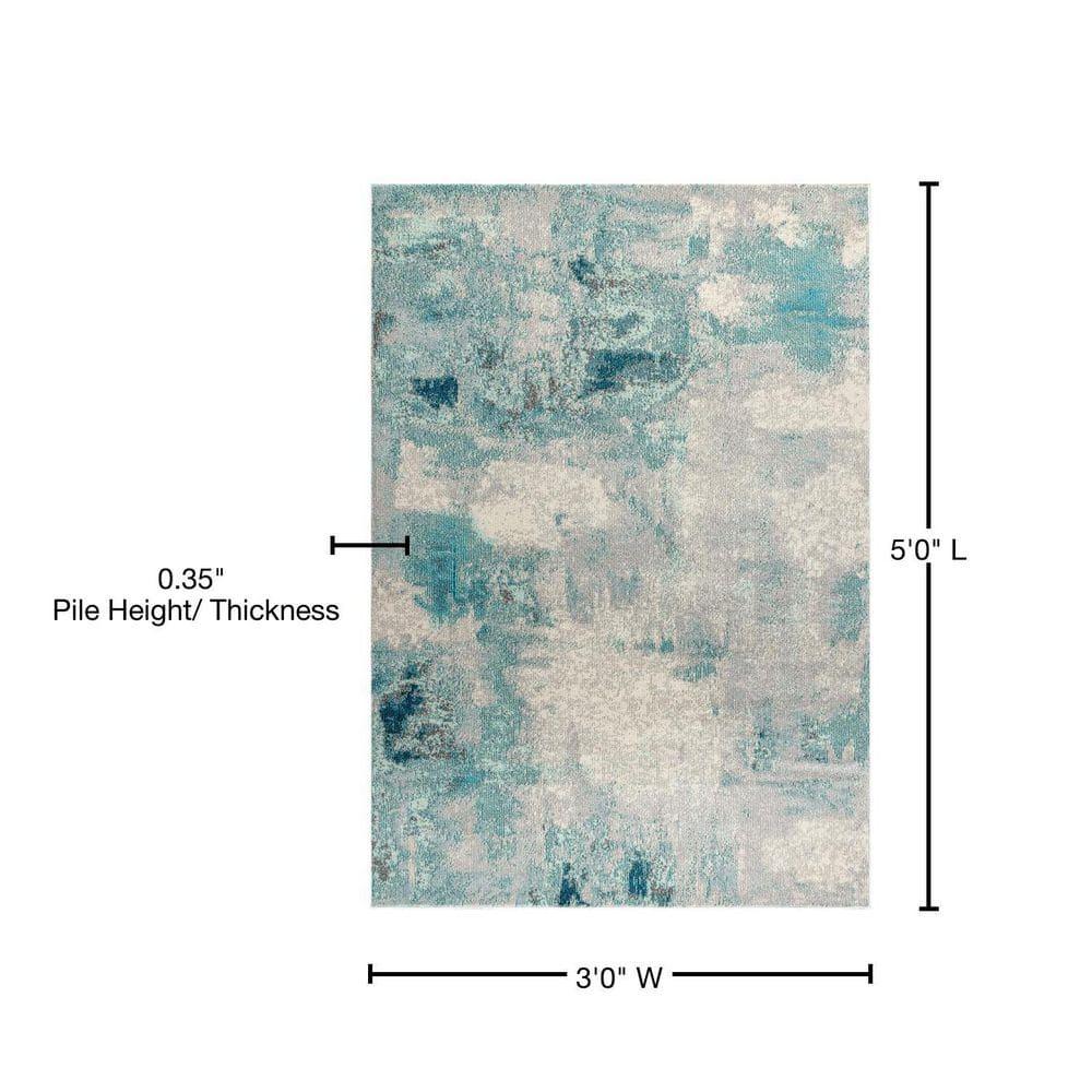 JONATHAN Y Contemporary POP Modern Abstract Vintage Cream/Blue 3 ft. x 5 ft. Area Rug