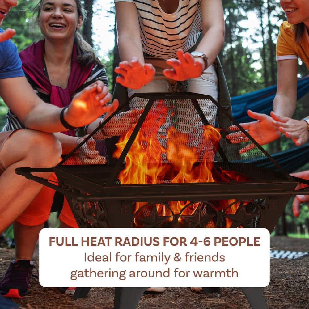 Pure Garden 32-Inch Square Outdoor Fire Pit - Star Wood Burning Firepit