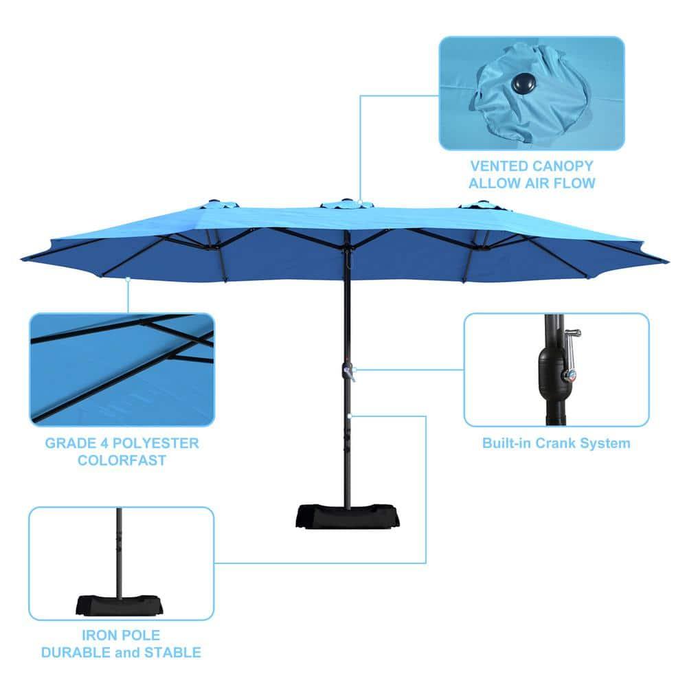 clihome 15 Ft Patio Market Umbrella with Base