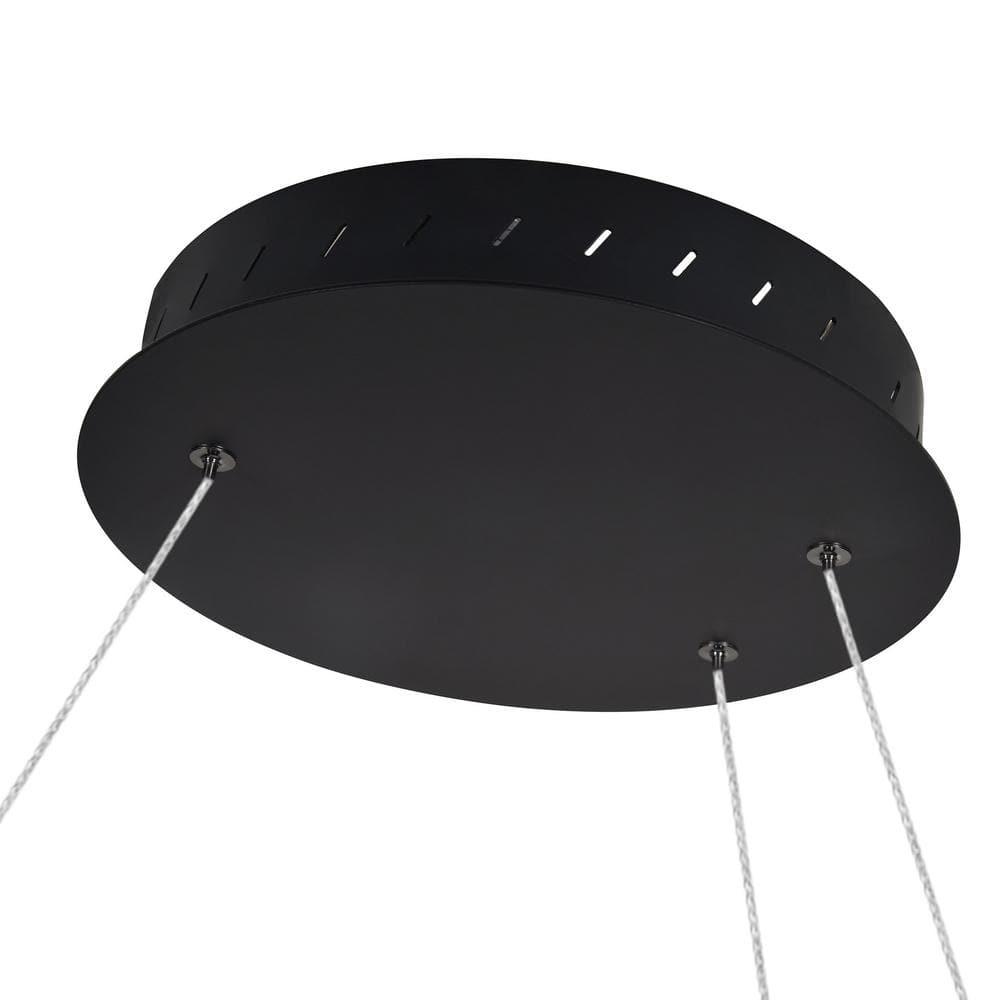 Capella 50-Inch Black Modern LED Multi-Ring Adjustable Chandelier
