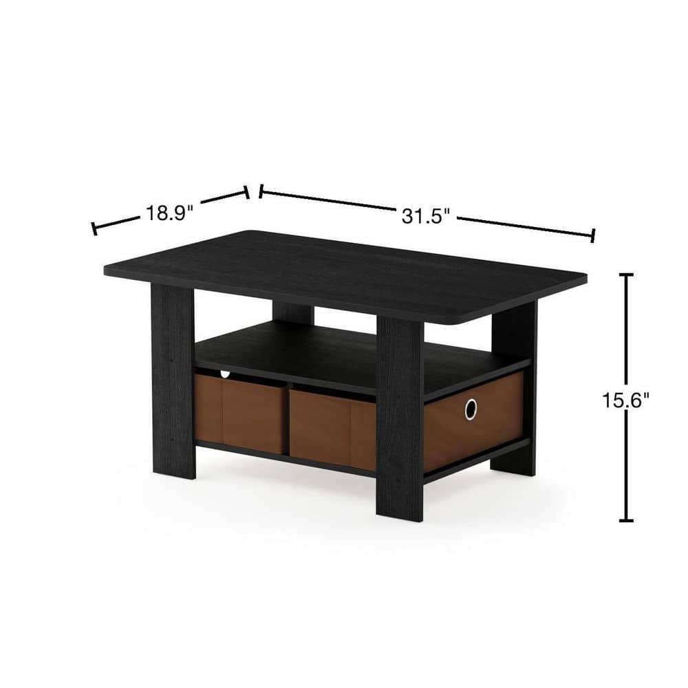 11158AM-MBR Andrey Coffee Table with Bin Drawer, Americano & Medium Brown