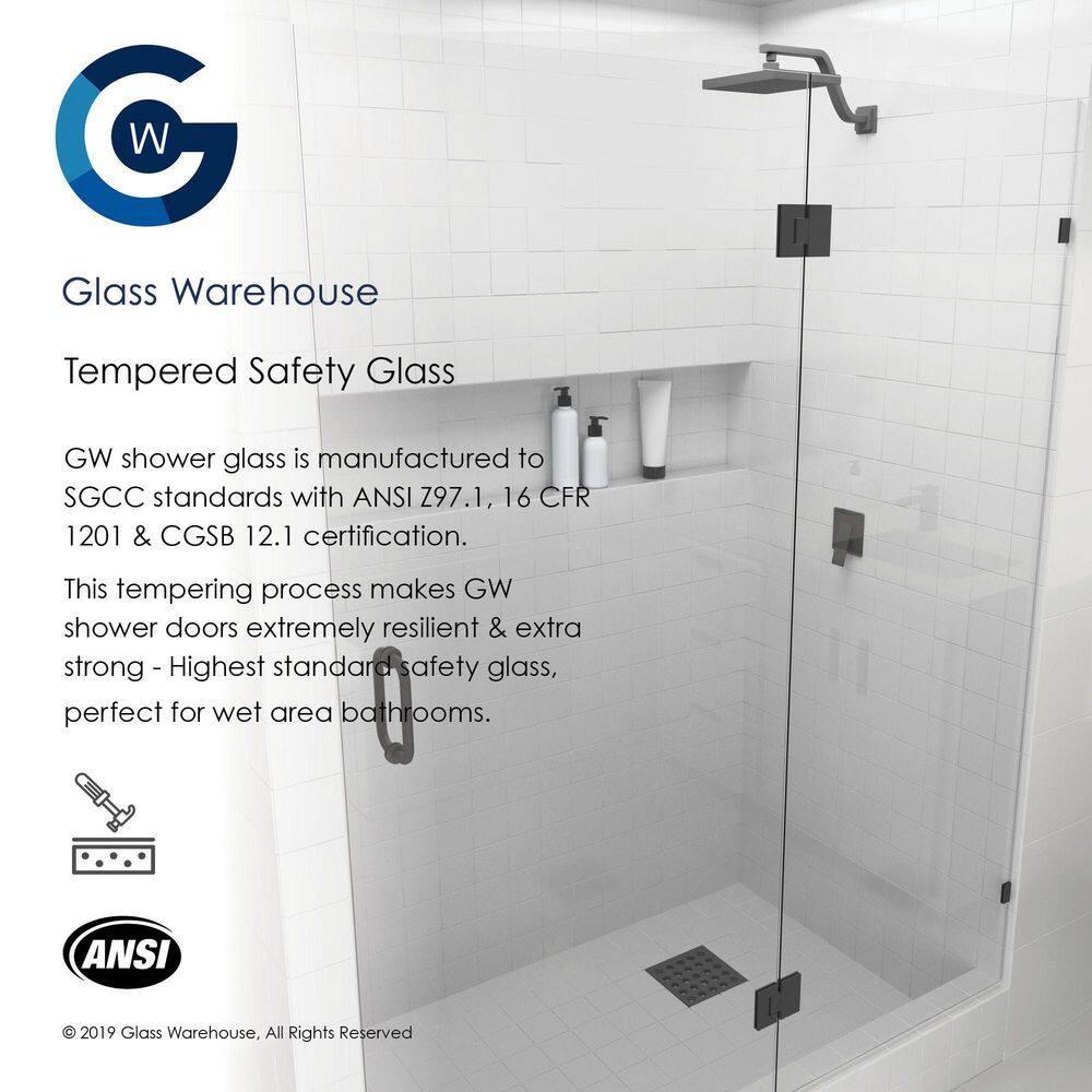 Glass Warehouse Mimas 32.5 in. x 78 in. Fully Frameless Glass Hinge Towel Bar Shower Door TBGH-32-5-CH