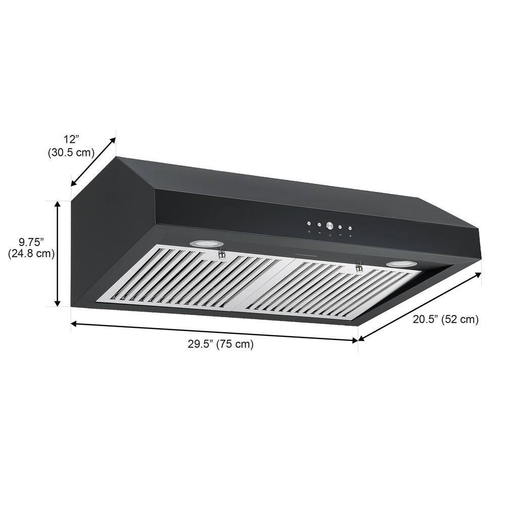 Ancona 30" Ducted Under Cabinet Range Hood in Black