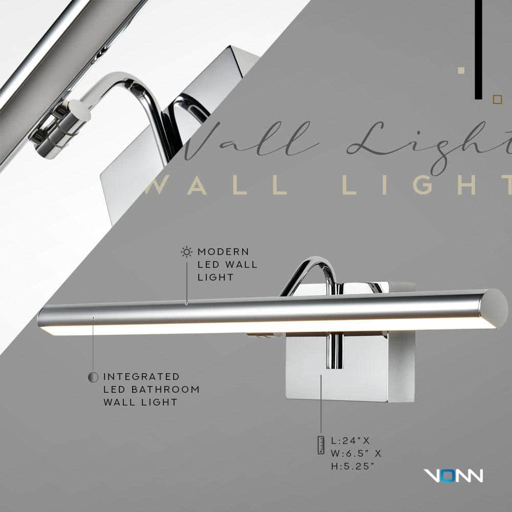 Procyon 24-in Adjustable Bar Vanity Light Integrated LED ETL Certified Bathroom Wall Lighting