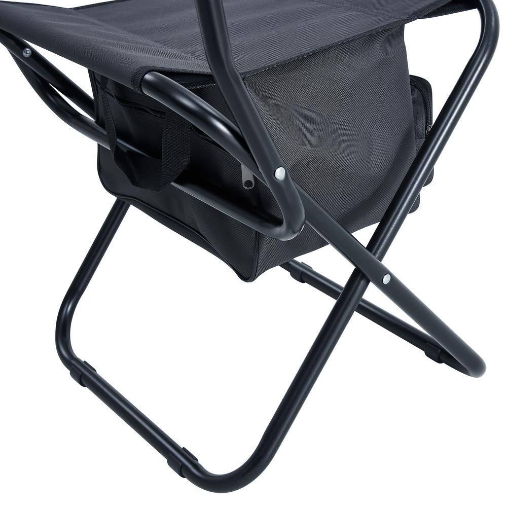 Gray Portable Steel Folding Camping Chair with Storage Bag