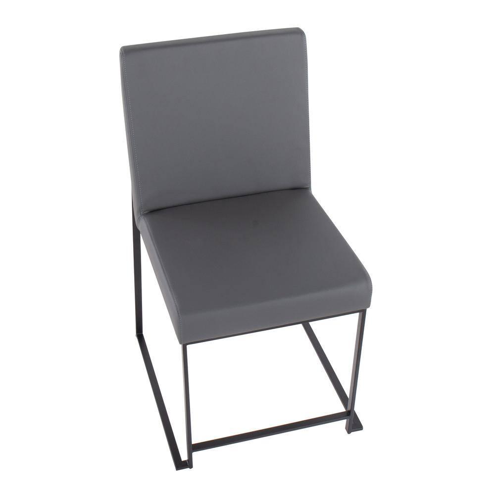 Set of 2 High Back Fuji Dining Chairs Leather/Steel Black/Gray - LumiSource: Upholstered, Modern, Armless