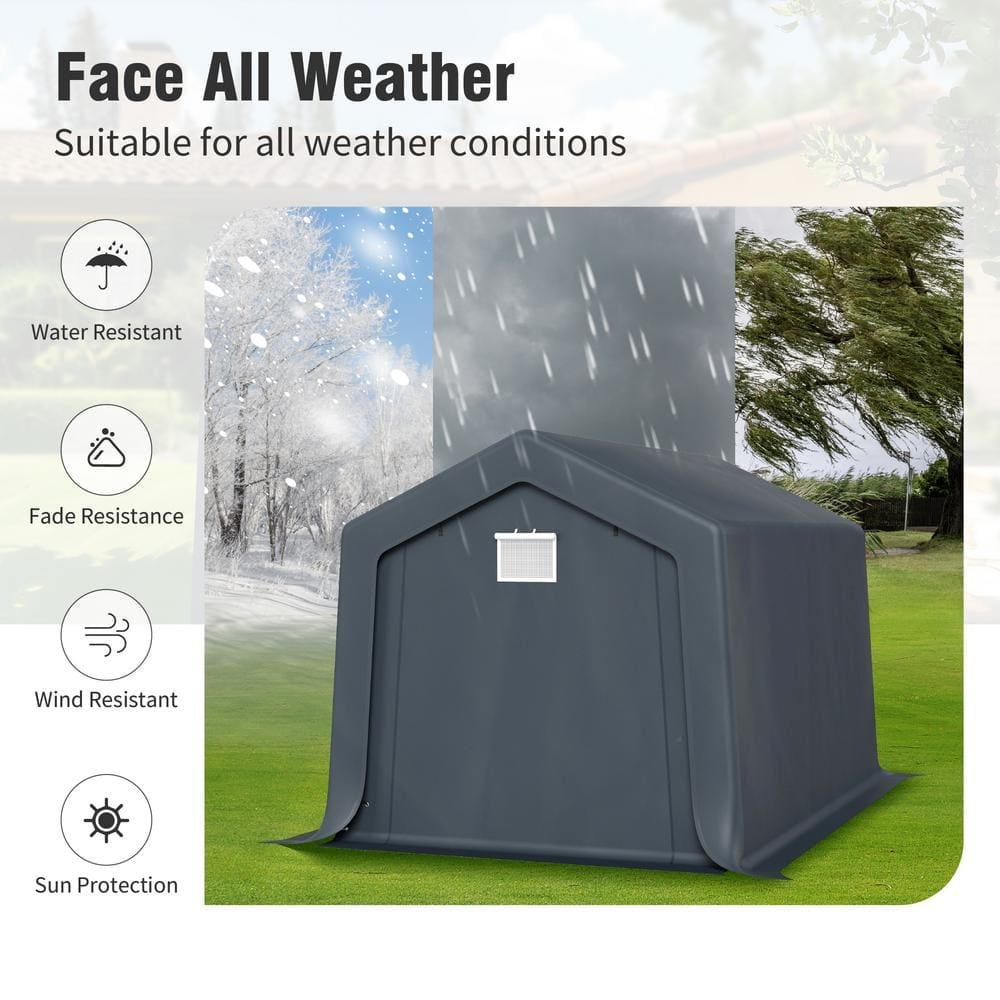Alpha Joy 8 x 12 x 7.3ft Outdoor Storage Shed Heavy Duty Portable Carport Canopy Shelter, for Bike, Motorcycle, Garden Storage