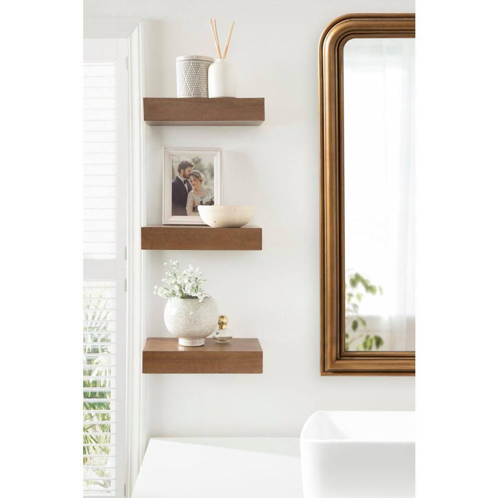 Kate & Laurel All Things Decor (Set of 3) 12" Havlock Wood Floating Shelves Rustic Brown