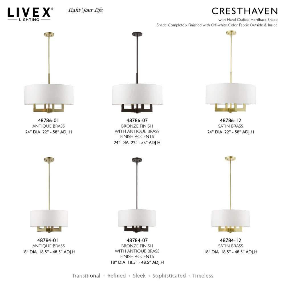 Livex Lighting Cresthaven 4 - Light Chandelier in  Satin Brass