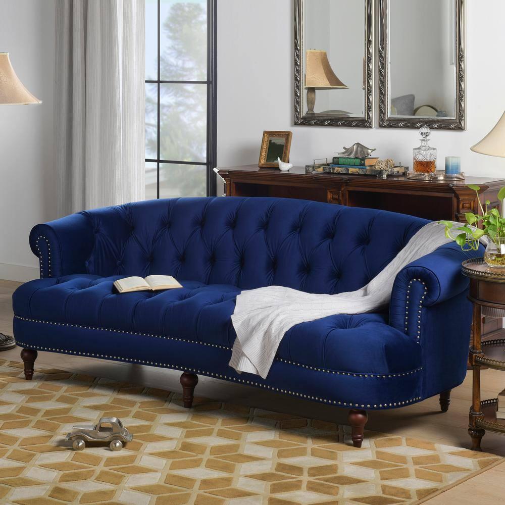 Jennifer Taylor Home La Rosa 84" Victorian Chesterfield Living Room Tufted Sofa Couch, Navy Blue