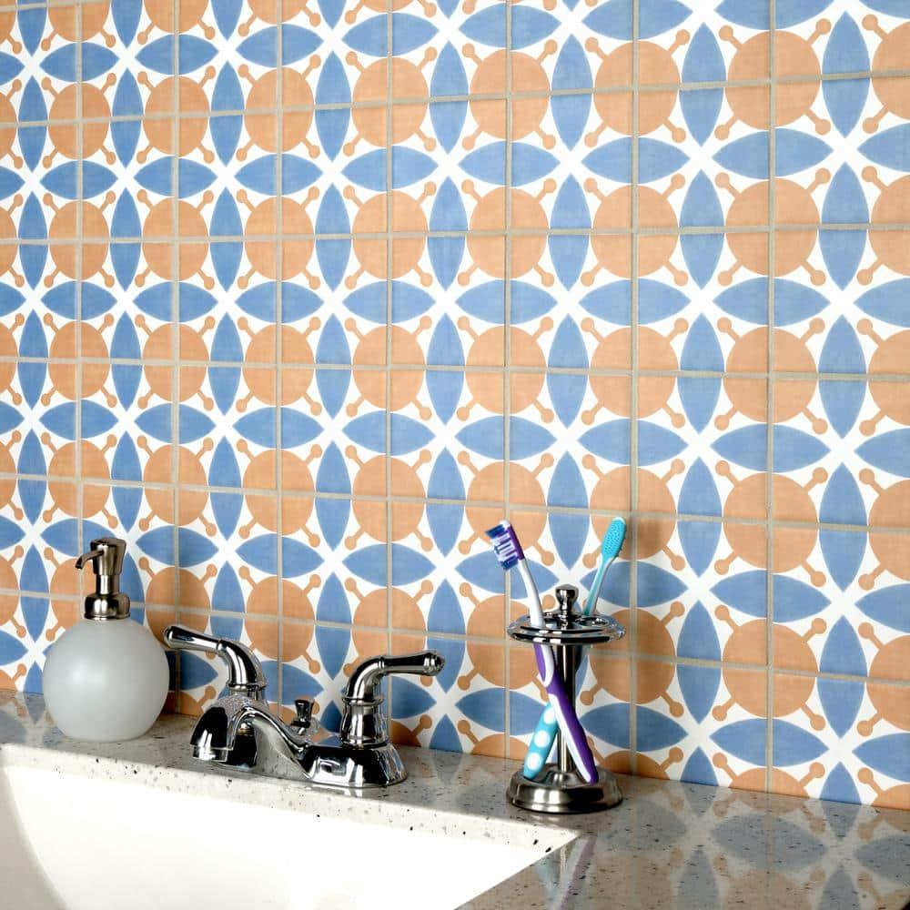 Revival Leaf Mini 4" x 4" Ceramic Patterned Wall & Floor Tile